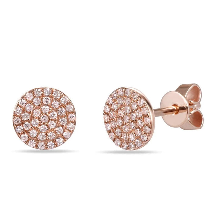 Rose gold Disco Studs with pavé diamonds, stylish diamond studs for stacking or solo wear