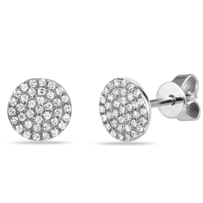 White gold Disco Studs featuring pavé diamonds, subtle yet shimmering style