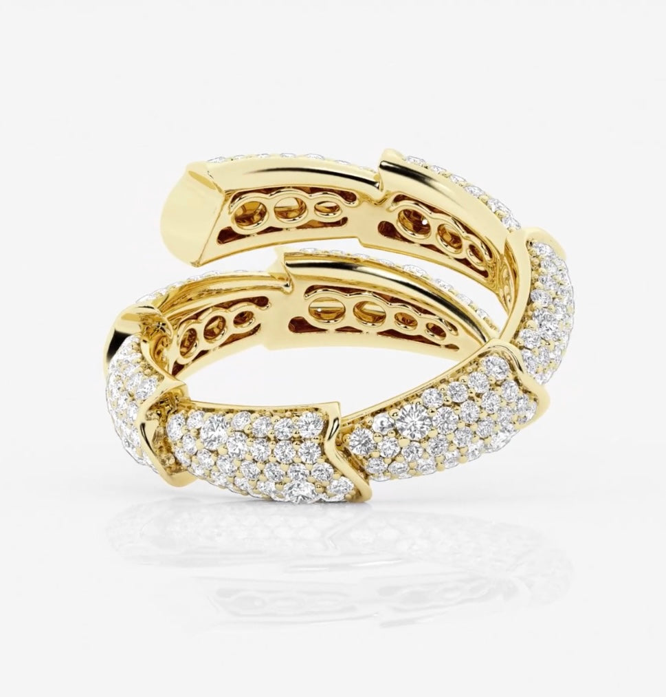 Back view of the Eclipse Coil diamond wrap ring in yellow gold
