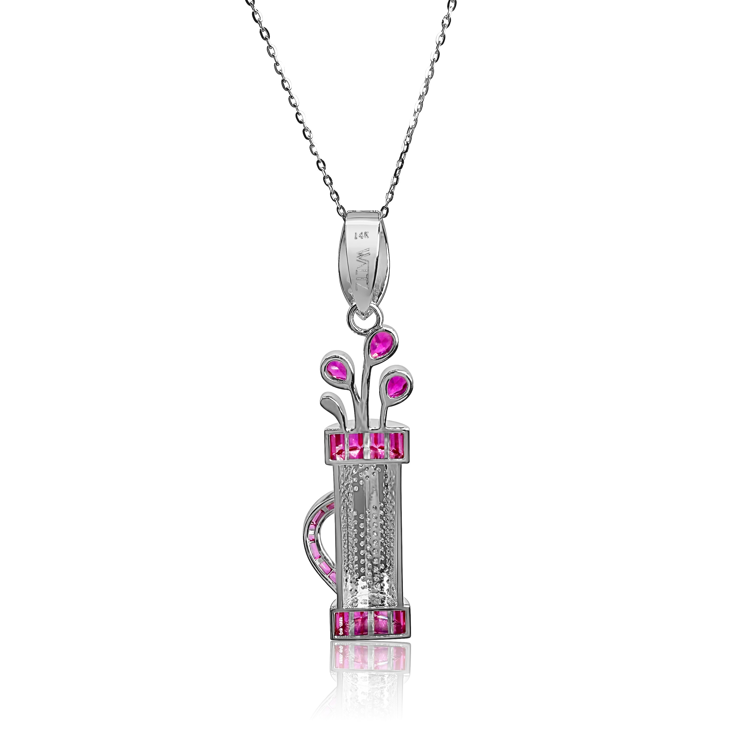 Back view of the Fore Play golf pendant highlighting fine details and customizable gemstone craftsmanship