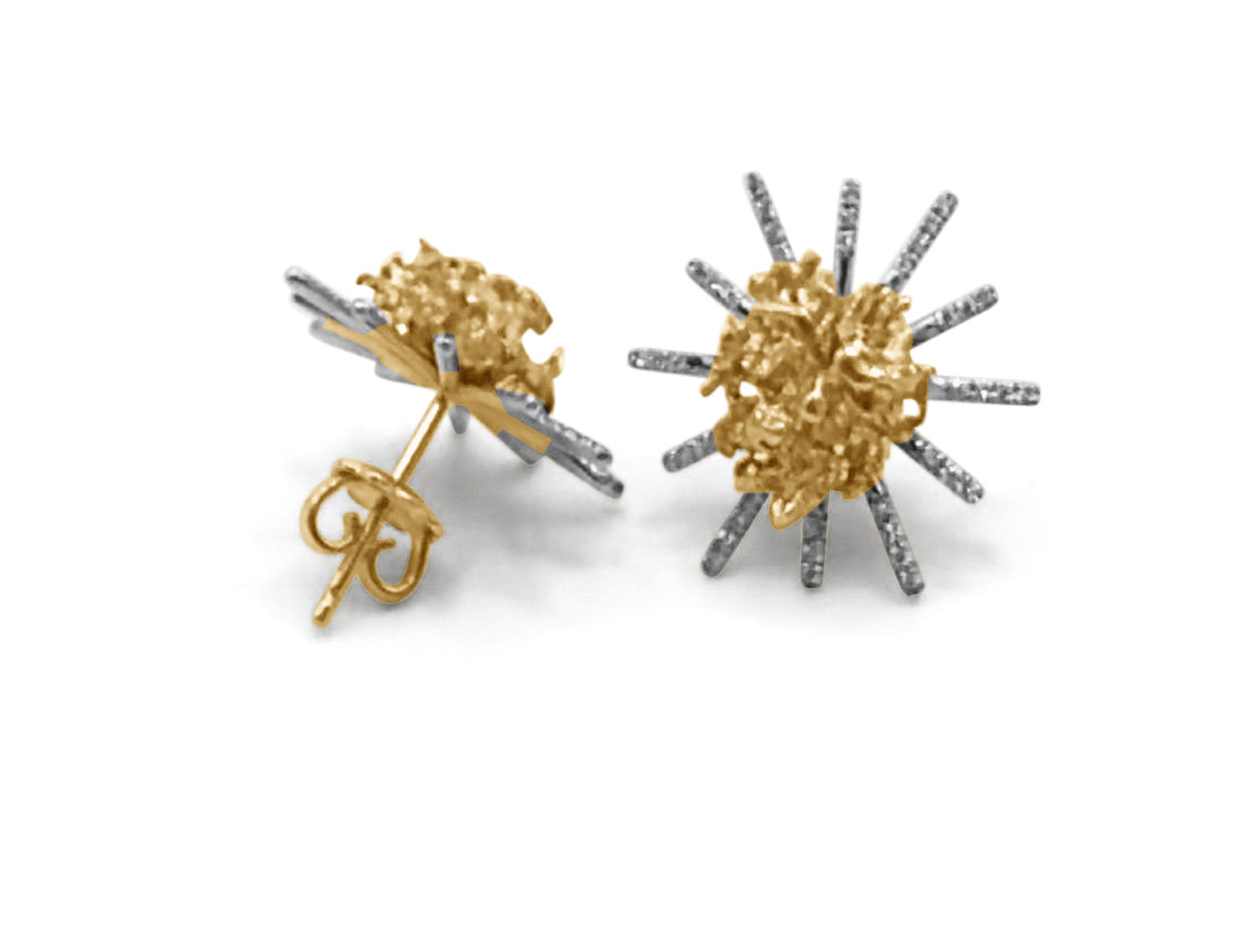 Golden Nugget Earrings shown from front and back showcasing unique gold texture