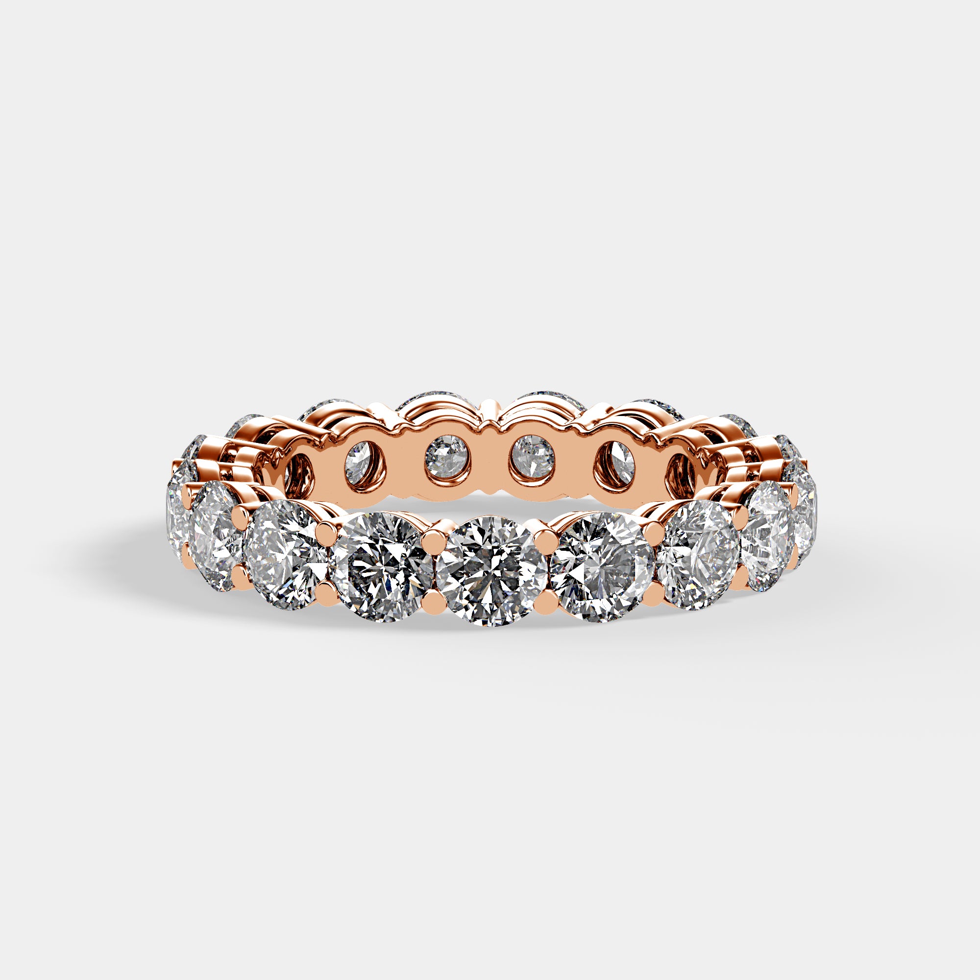 Front view of Gratitude Eternity Band in rose gold with sparkling lab-grown diamonds