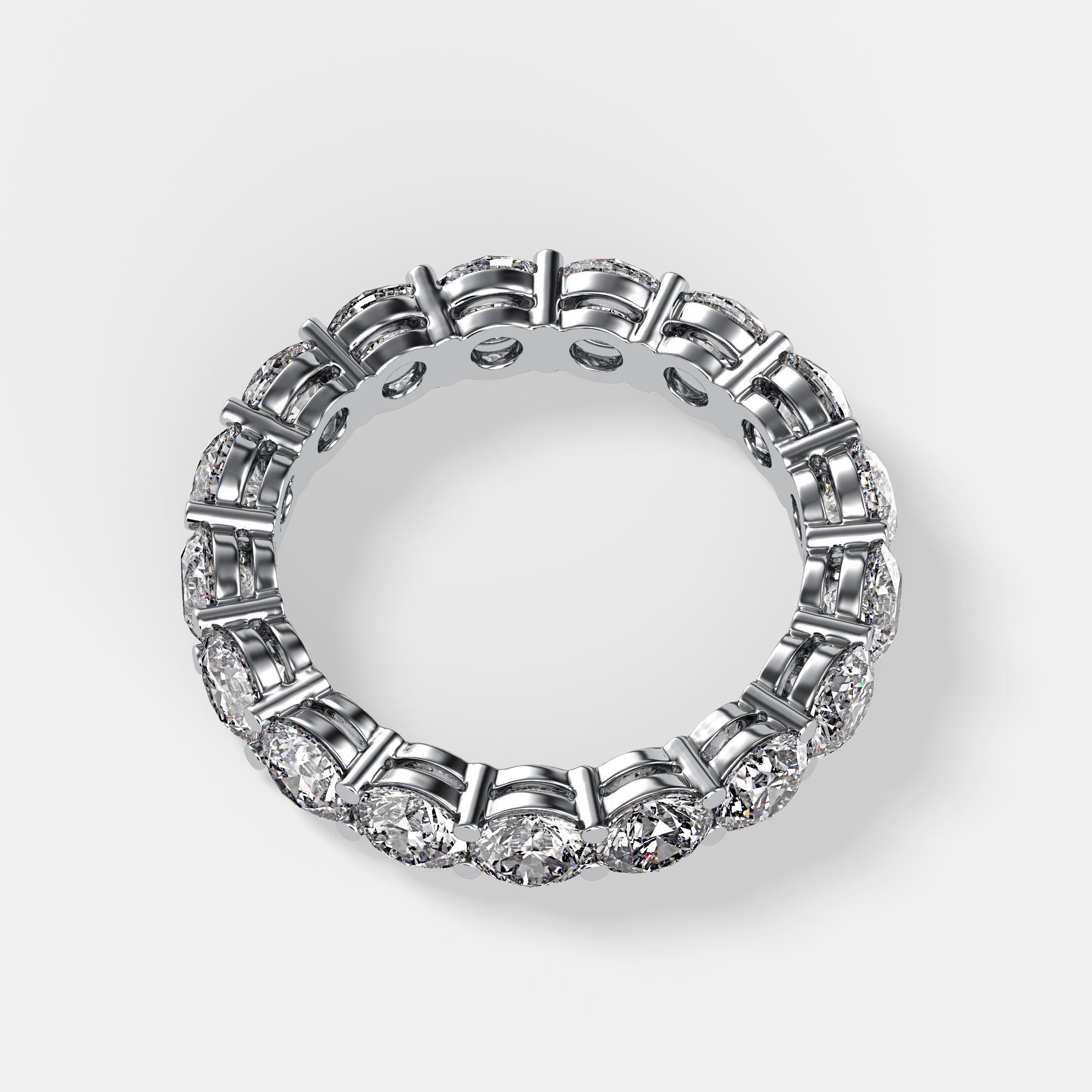 Top view of white gold Gratitude Eternity Band showcasing full diamond circle