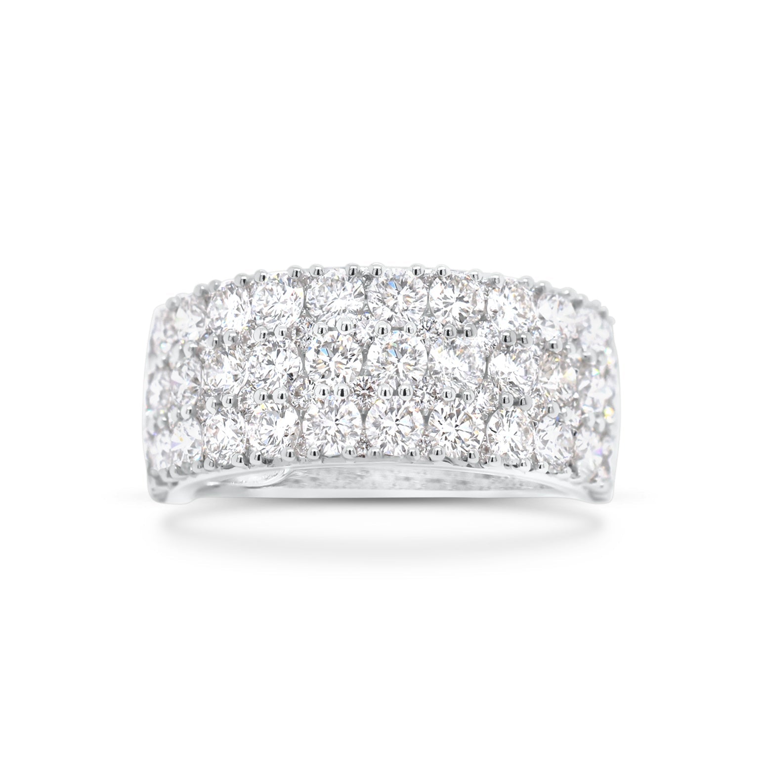 Honeycomb Band in white gold showcasing layered round diamonds totaling 2.22 carats