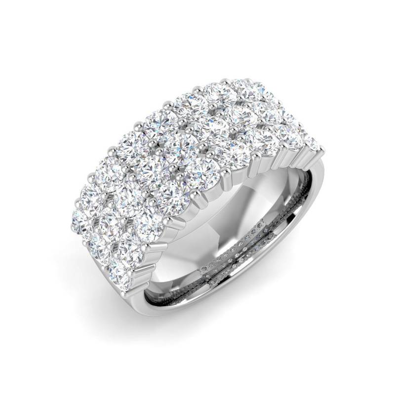 Overhead view of Honeycomb Band in white gold with round diamonds arranged in a textured honeycomb layout
