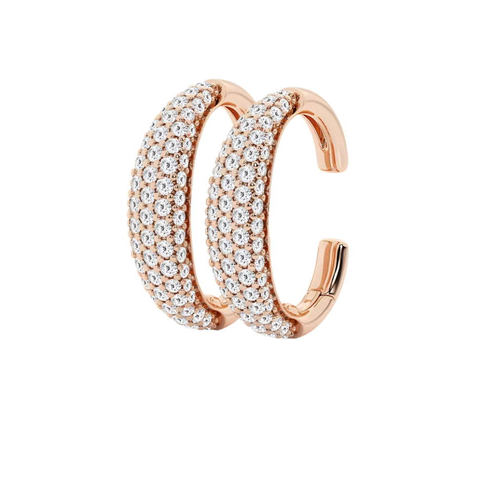 Front view of Intuitive diamond ear cuff in rose gold featuring elegant pavé design