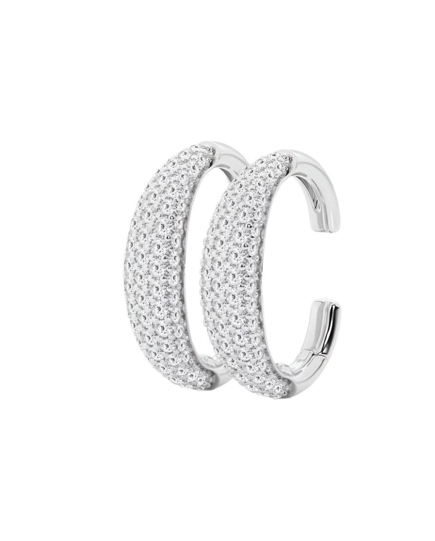 Front view of Intuitive diamond ear cuff in white gold with sustainable diamonds