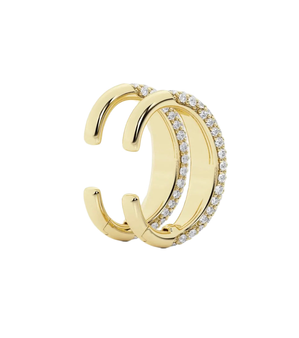 Back view of Intuitive ear cuff in yellow gold showing clasp-free design