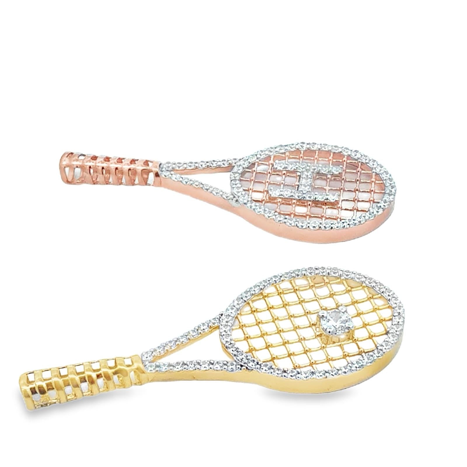 Side-by-side layout of Love All Pendants in rose and yellow gold with shimmering sustainable diamonds