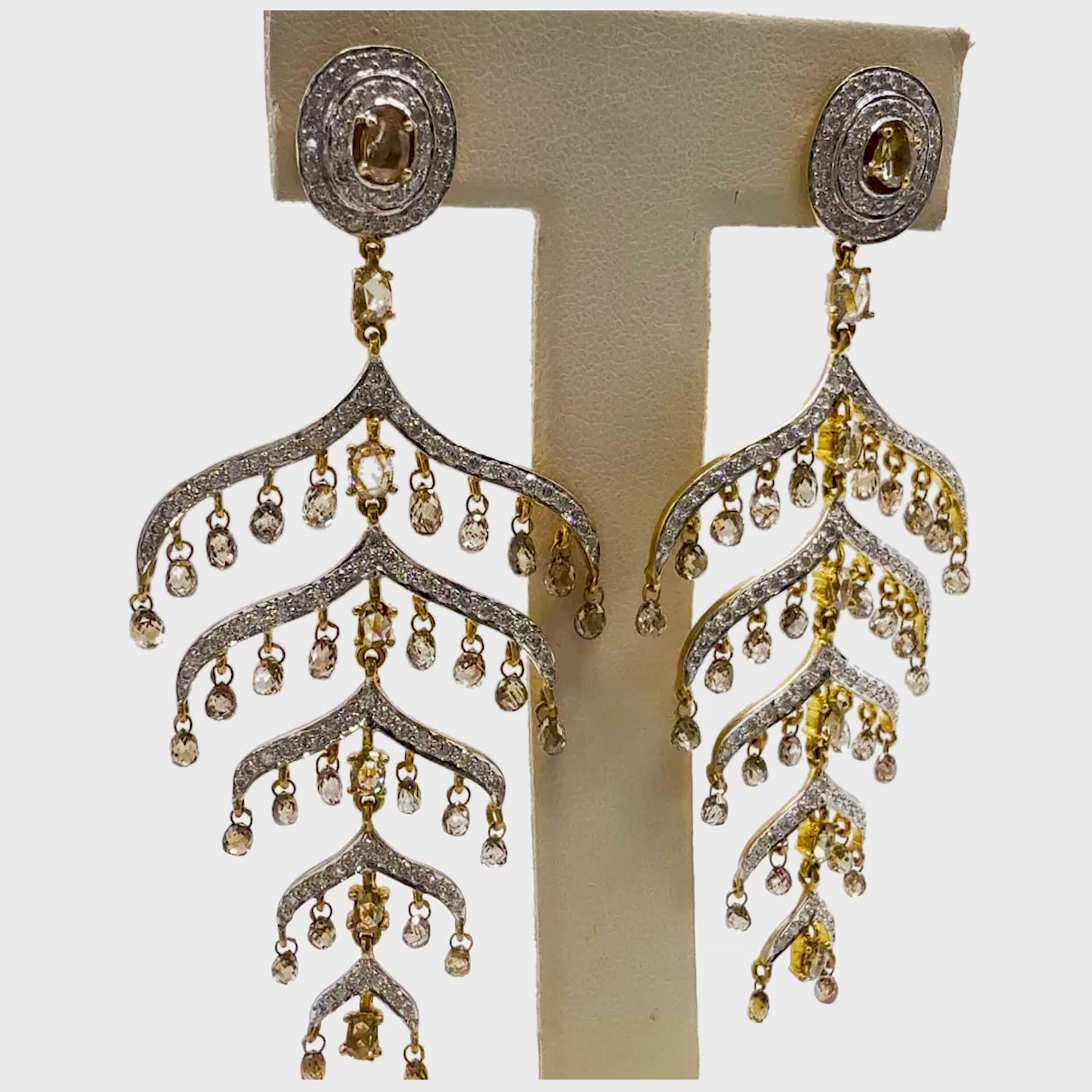 360-degree video of Champagne & Caviar Chandelier Earrings highlighting luxurious diamond movement and detail