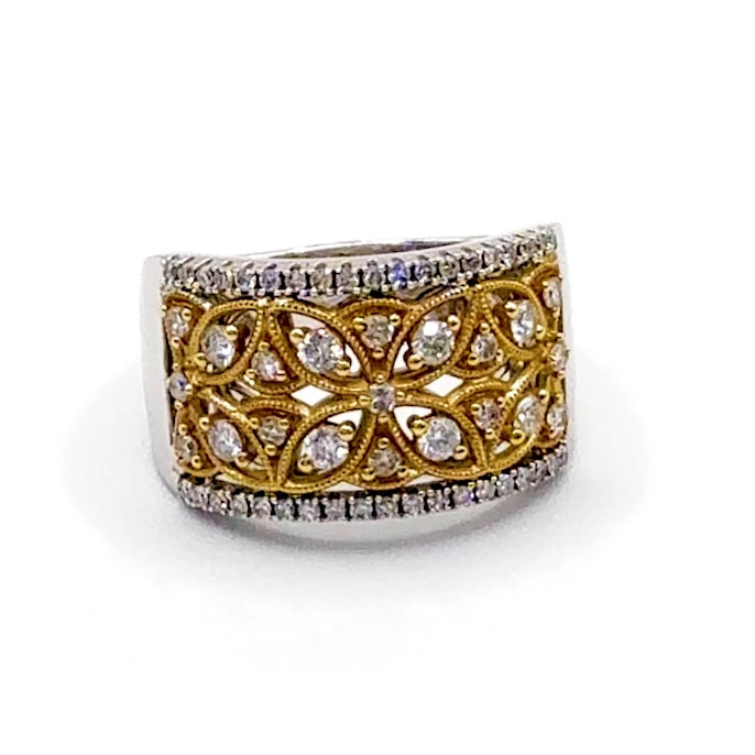 360 video of Planting Seeds vintage-inspired floral diamond ring in 14k gold