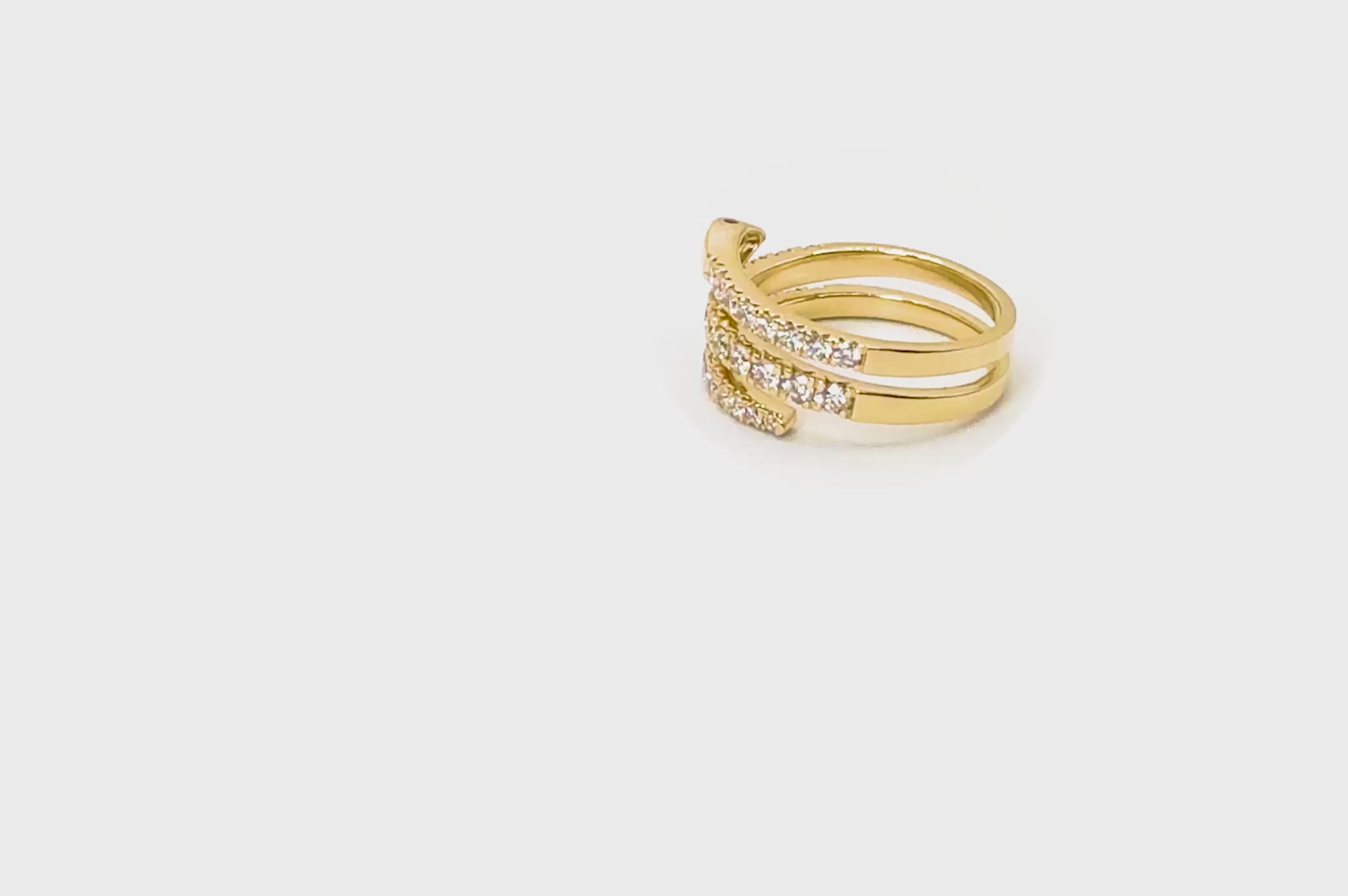 360-degree video of Satnam Snake Ring, gold serpent ring with diamonds symbolizing inner truth
