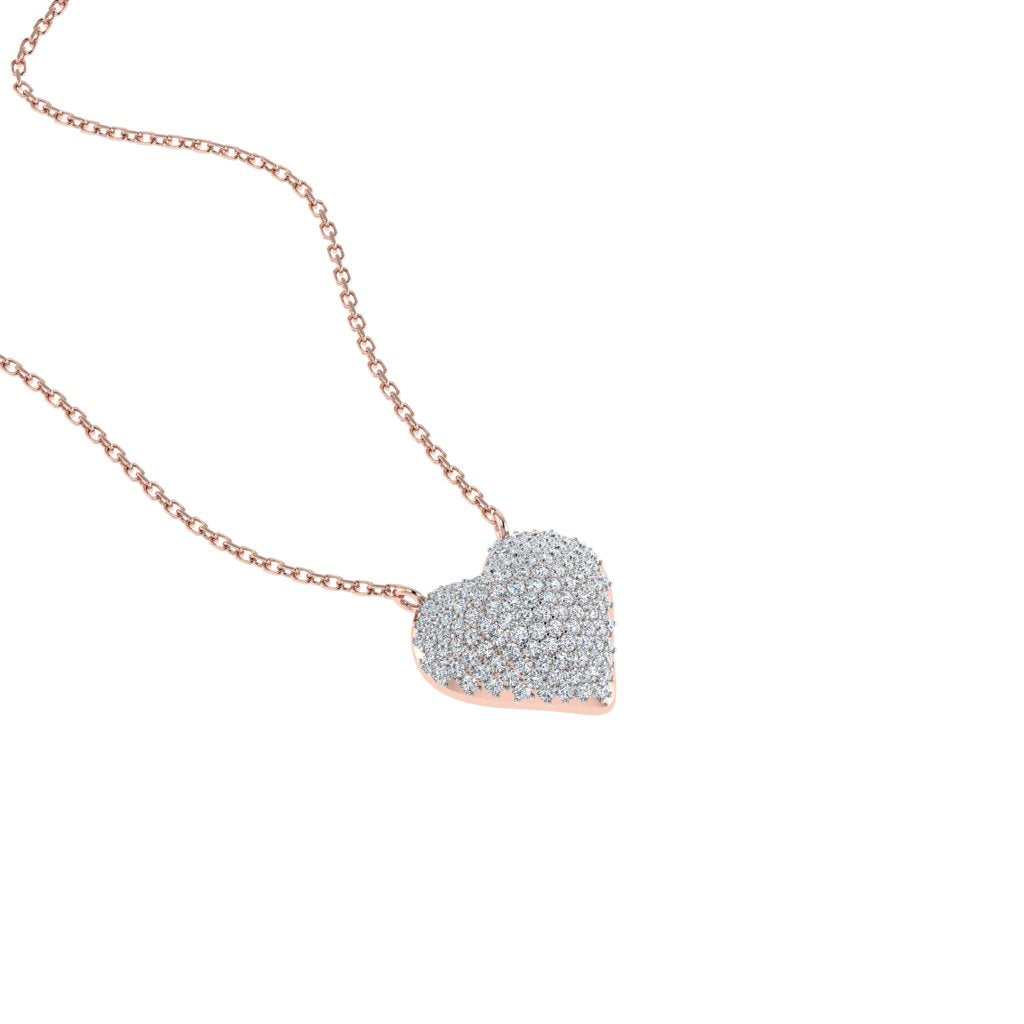 Self Love Bubble Heart Pendant Necklace in rose gold with 0.46 carats of lab-grown diamonds, flat lay product shot on white background