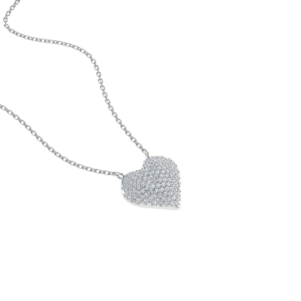 Self Love Bubble Heart Pendant Necklace in white gold with 0.46 carats of lab-grown diamonds, flat lay product shot on white background