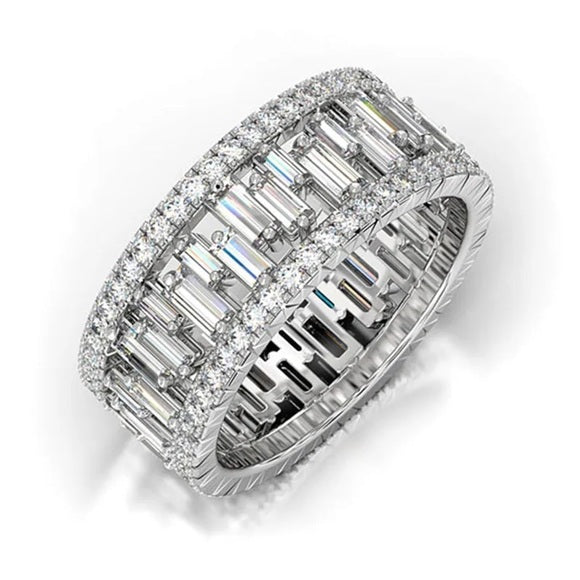 Tango Noir Band in white gold with baguette and round diamonds, 2.13 carats