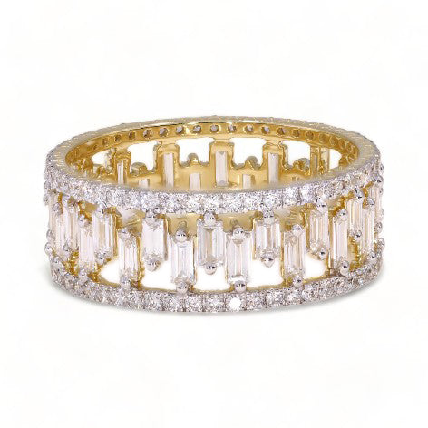 Tango Noir Diamond Band in yellow gold featuring vertical baguette and round cut diamonds