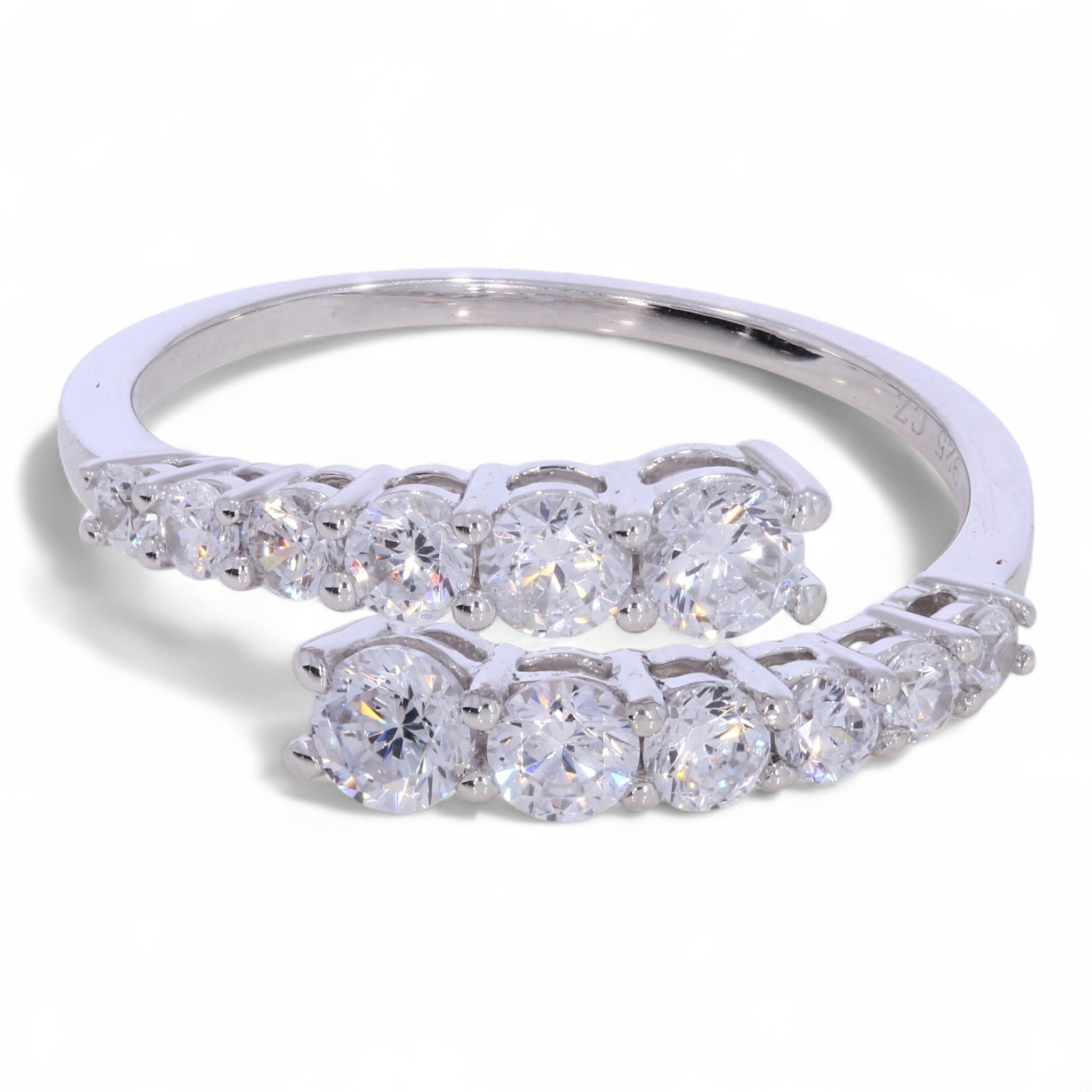 Wrap Party Ring in rose gold, front view showcasing overlapping diamond design