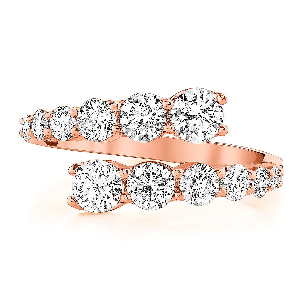 Wrap Party Ring in rose gold, front view showcasing overlapping diamond design