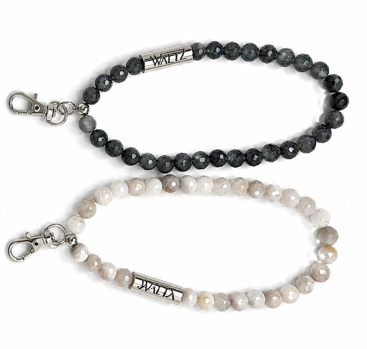Agate phone wristlet natural agate in white agate or dark grey — Waltz Diamonds