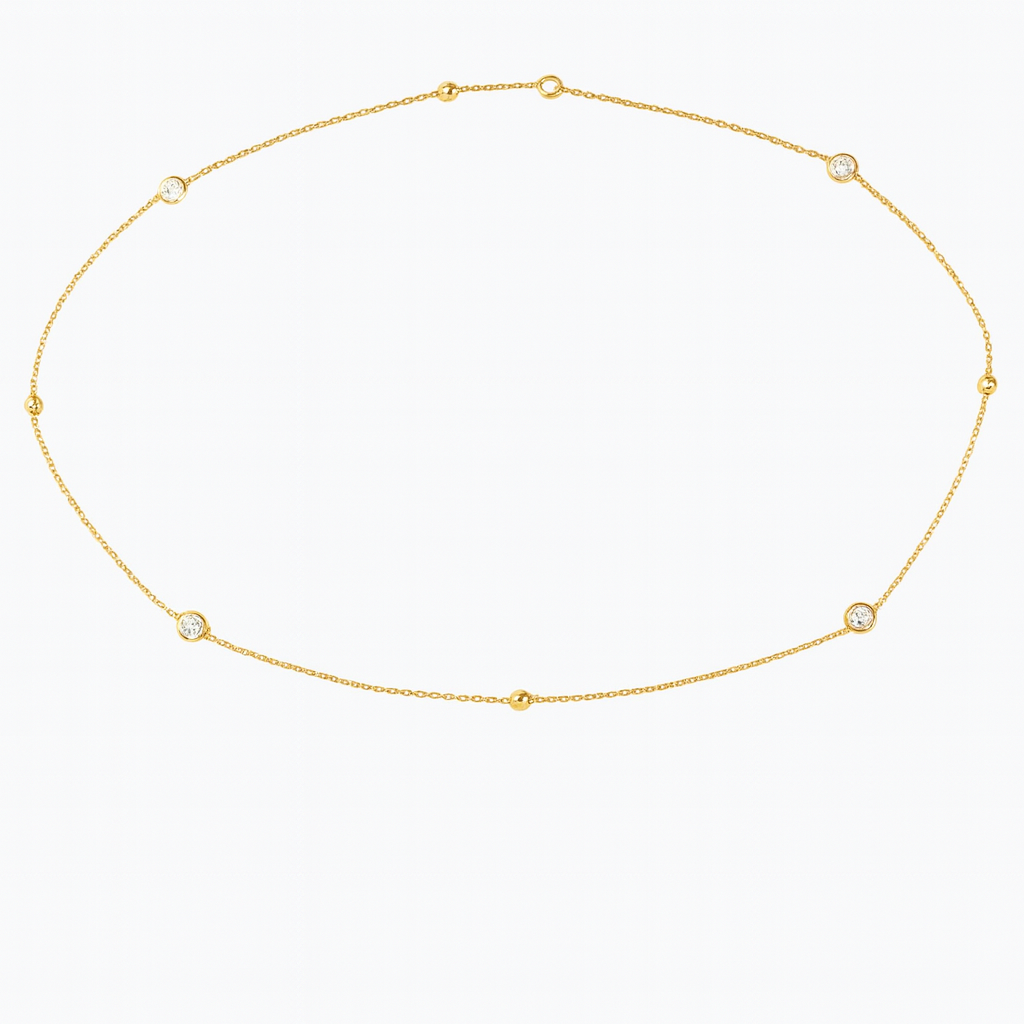 yellow gold and bezel set lab diamonds belly chain