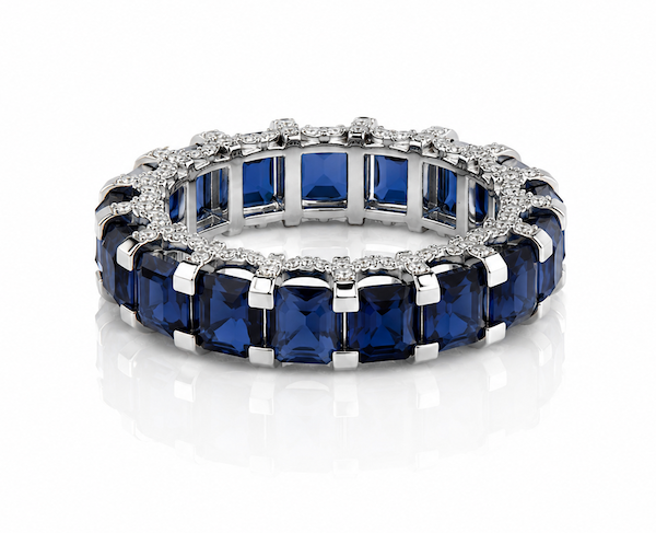 Blue blood sapphire eternity ring white gold — Waltz Diamonds