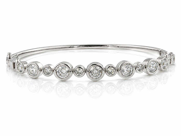 Bubble bezel diamond bangle in white gold 19 diamonds — Waltz Diamonds 
