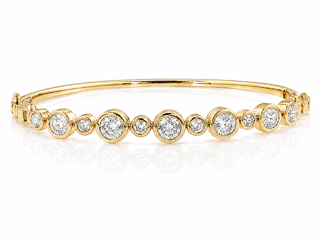 Bubble bezel diamond bangle in yellow gold 19 diamonds — Waltz Diamonds 