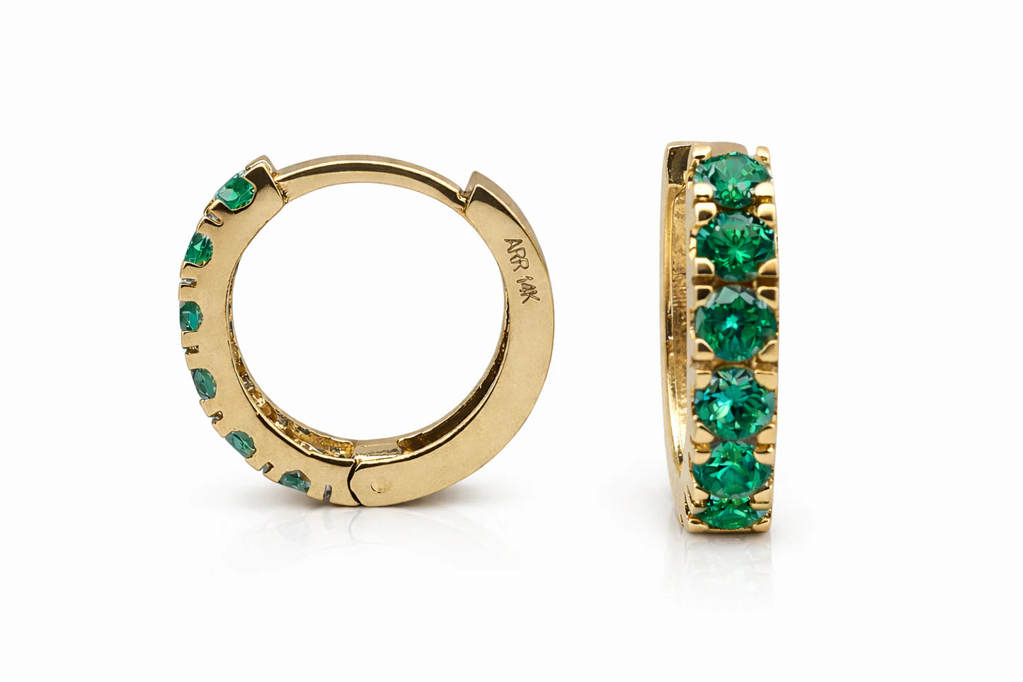 Color Pop green emerald colored ear huggies — Waltz Diamonds
