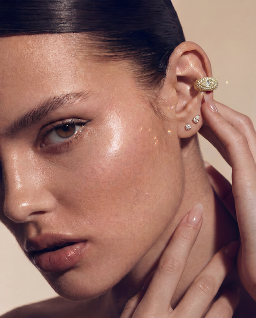 Coup de Cuff pave and marquise diamond ear cuff in yellow gold — Waltz Diamonds