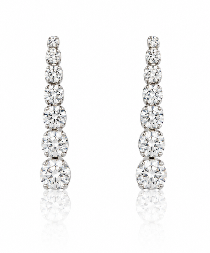 Crescendo Diamond Drops - Graduated Diamond Earrings white gold — Waltz Diamonds