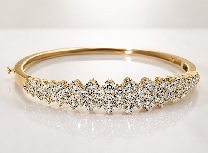 Darling Diamond cluster bangle in yellow gold — Waltz Diamonds