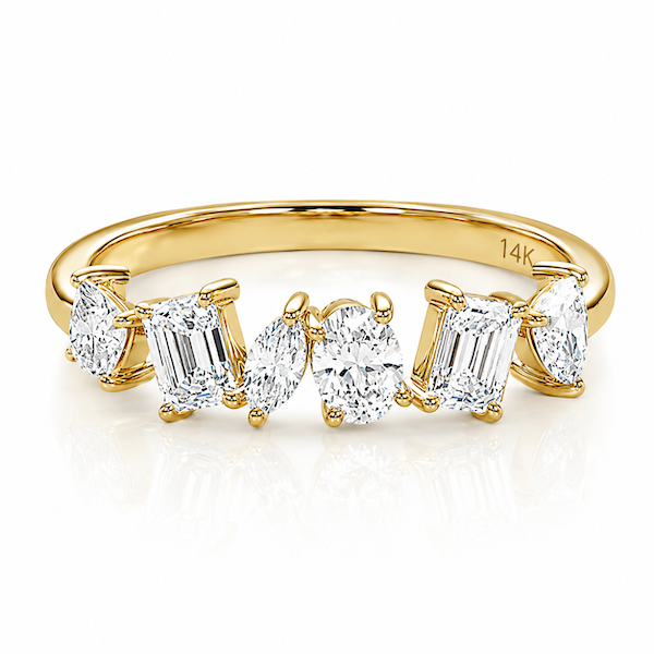 Diversity band multi shaped diamond ring yellow gold — Waltz Diamonds