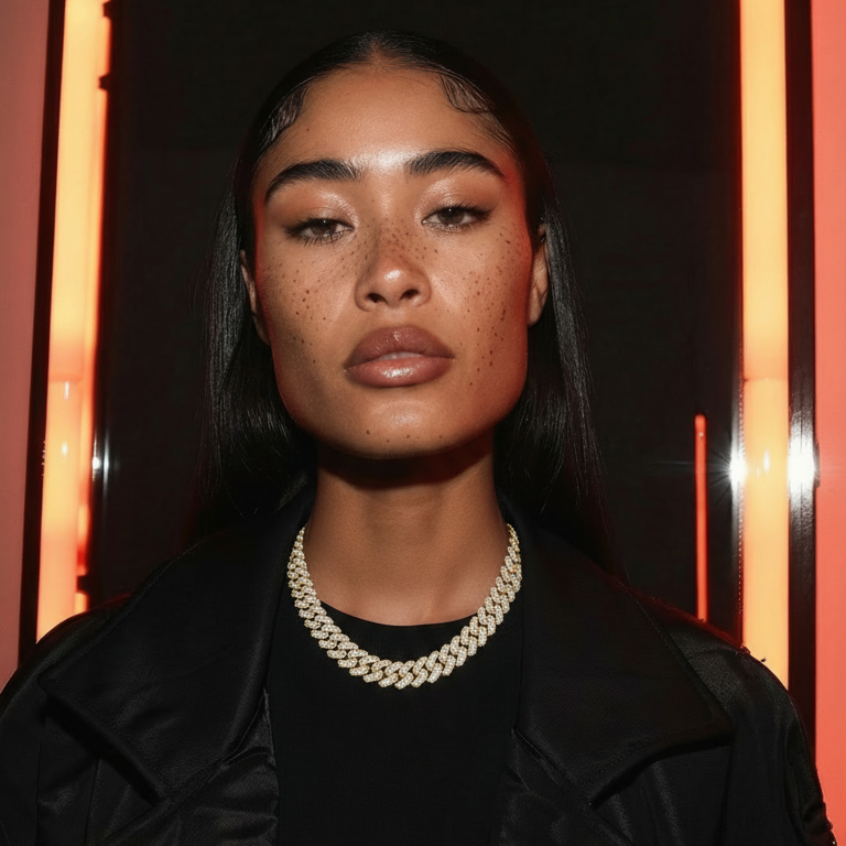 El Jefe Cuban link with pavé diamonds on model- Waltz Diamonds