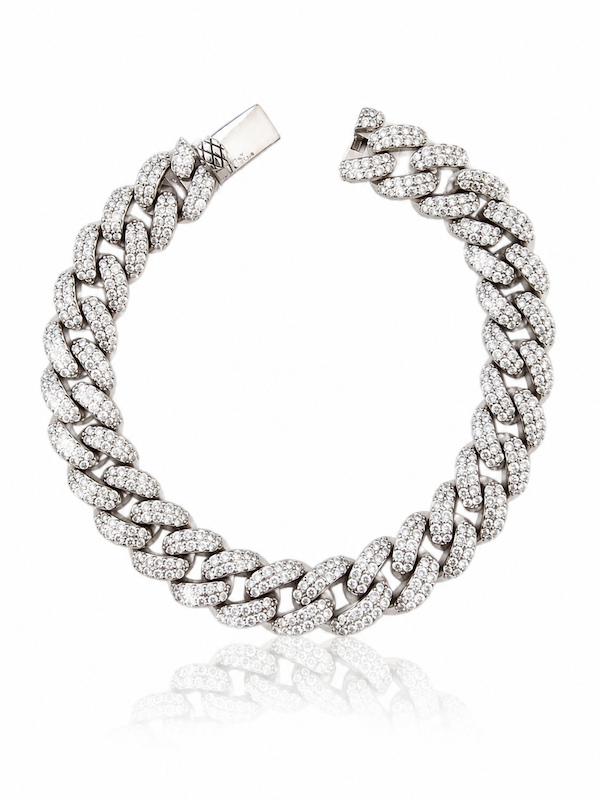 El Jefe cuban link pave bracelet 8-10 mm 925 sterling silver— Waltz Diamonds