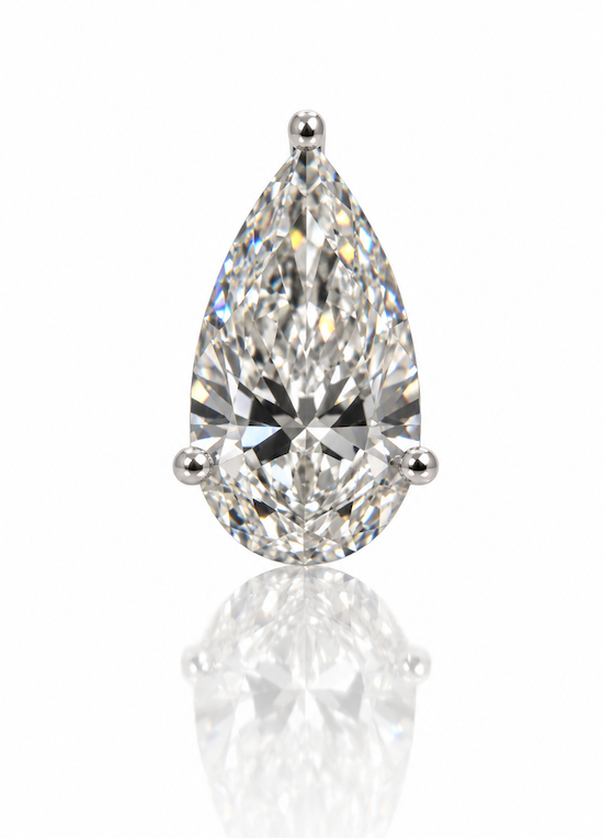 Elongated pair brilliant diamond stud white gold — Waltz Diamonds