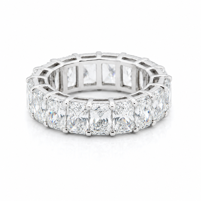 Eternal radiance band in white gold  radiant cut eternity band 10 carat — Waltz Diamonds