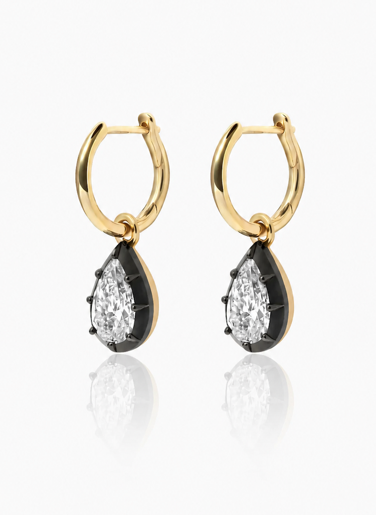 Five Kings Georgian hoop earrings in yellow gold and black rhodium— Waltz Diamonds