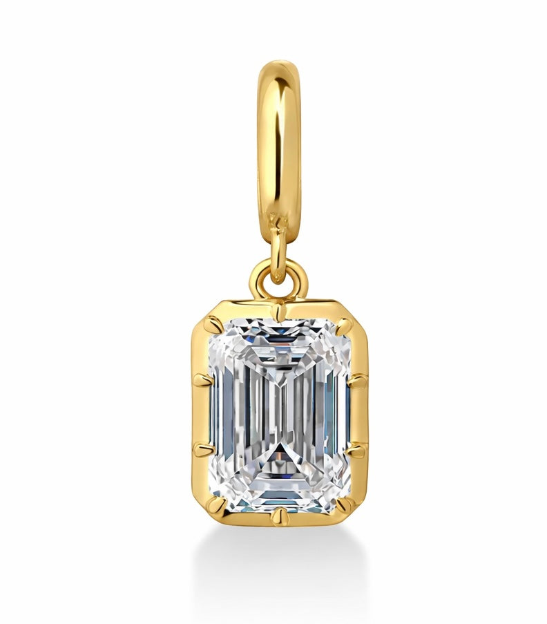Five kings Georgian emerald cut diamond pendant in yellow 14k gold—Waltz Diamonds