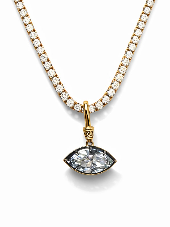 Five kings marquise cut georgian pendant black rhodium and yellow gold — Waltz Diamonds
