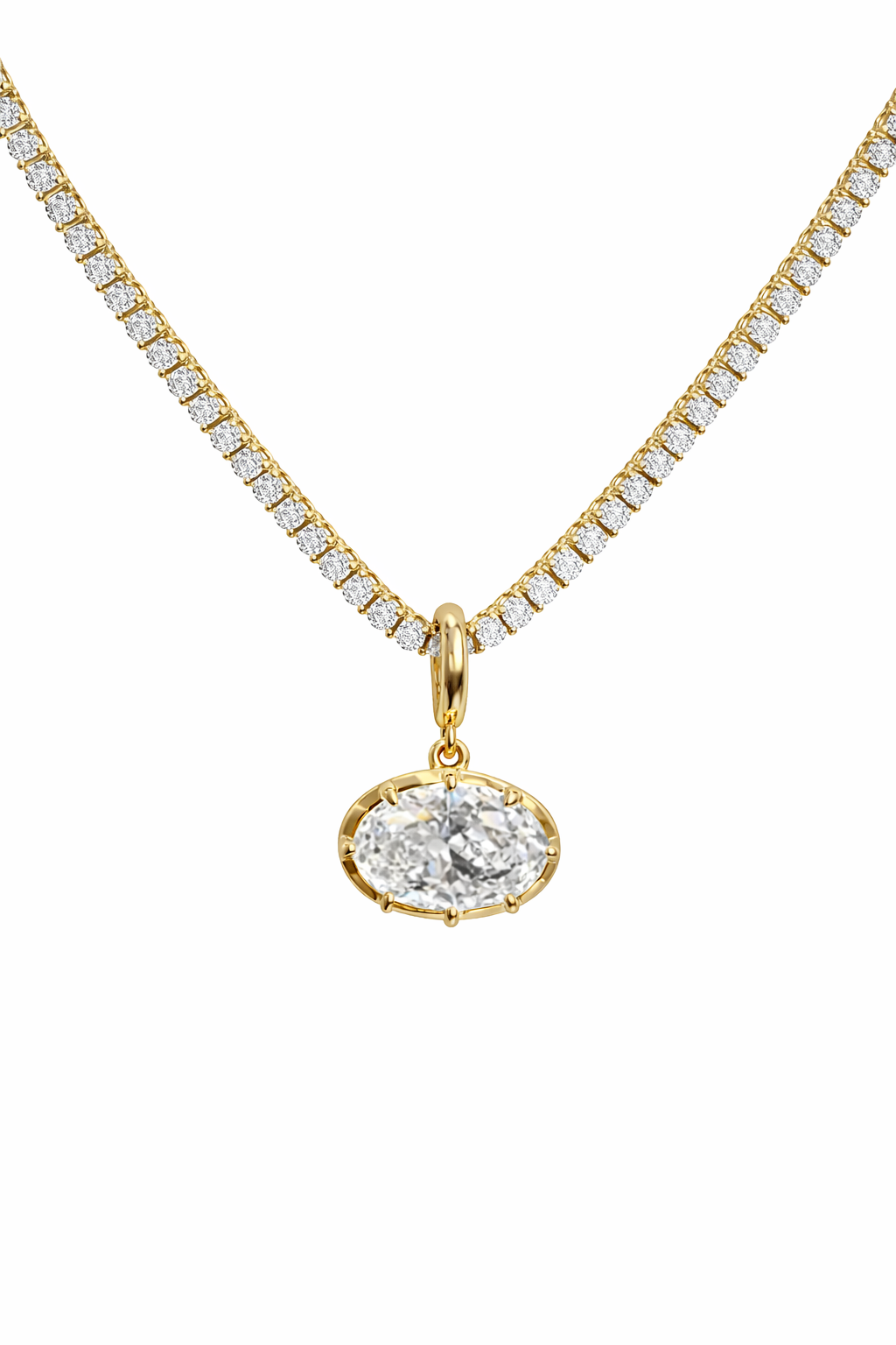 Five kings Georgian pendant in oval shape with yellow gold bail and black rhodium—Waltz Diamonds