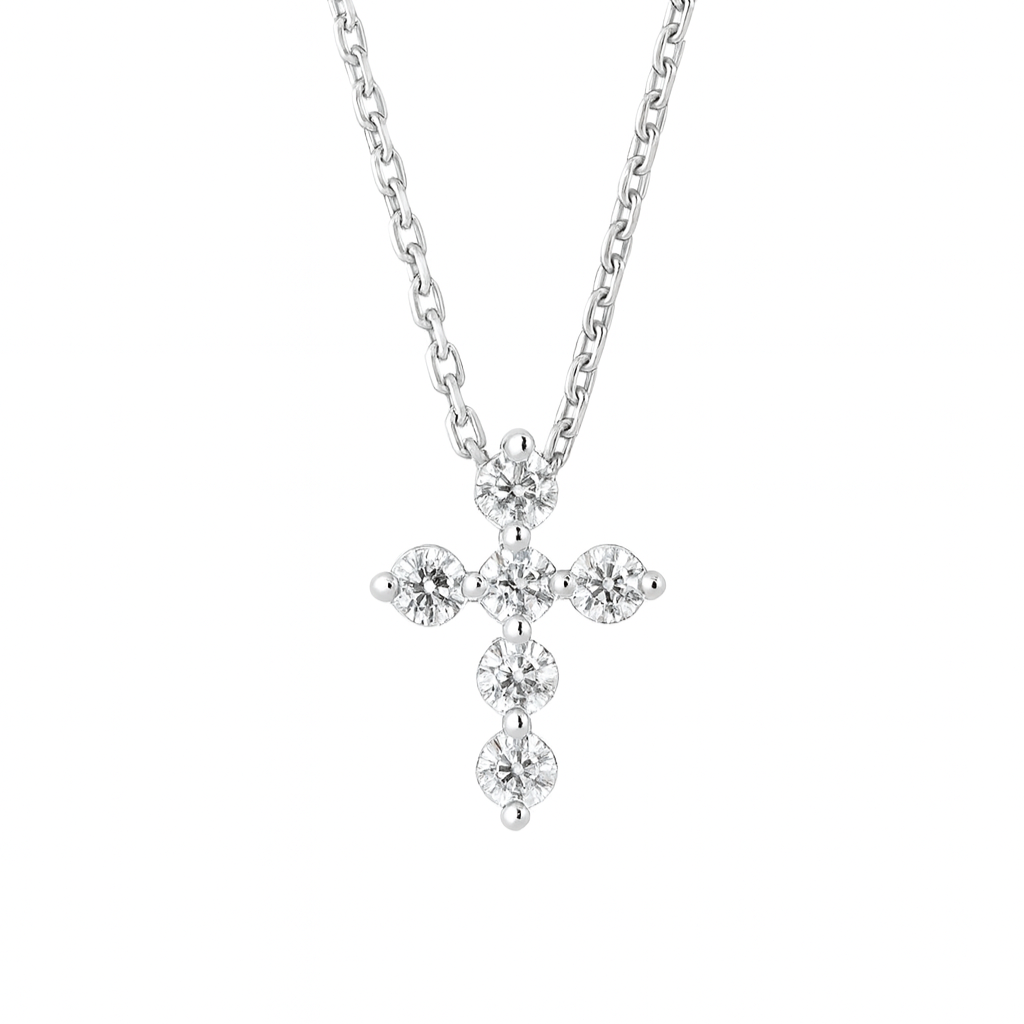 Cross pendant in 925 silver and lab diamonds