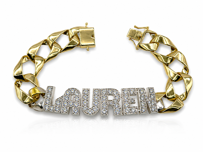 G's Heirloom cuban bracelet in diamonds and gold — Waltz Diamonds