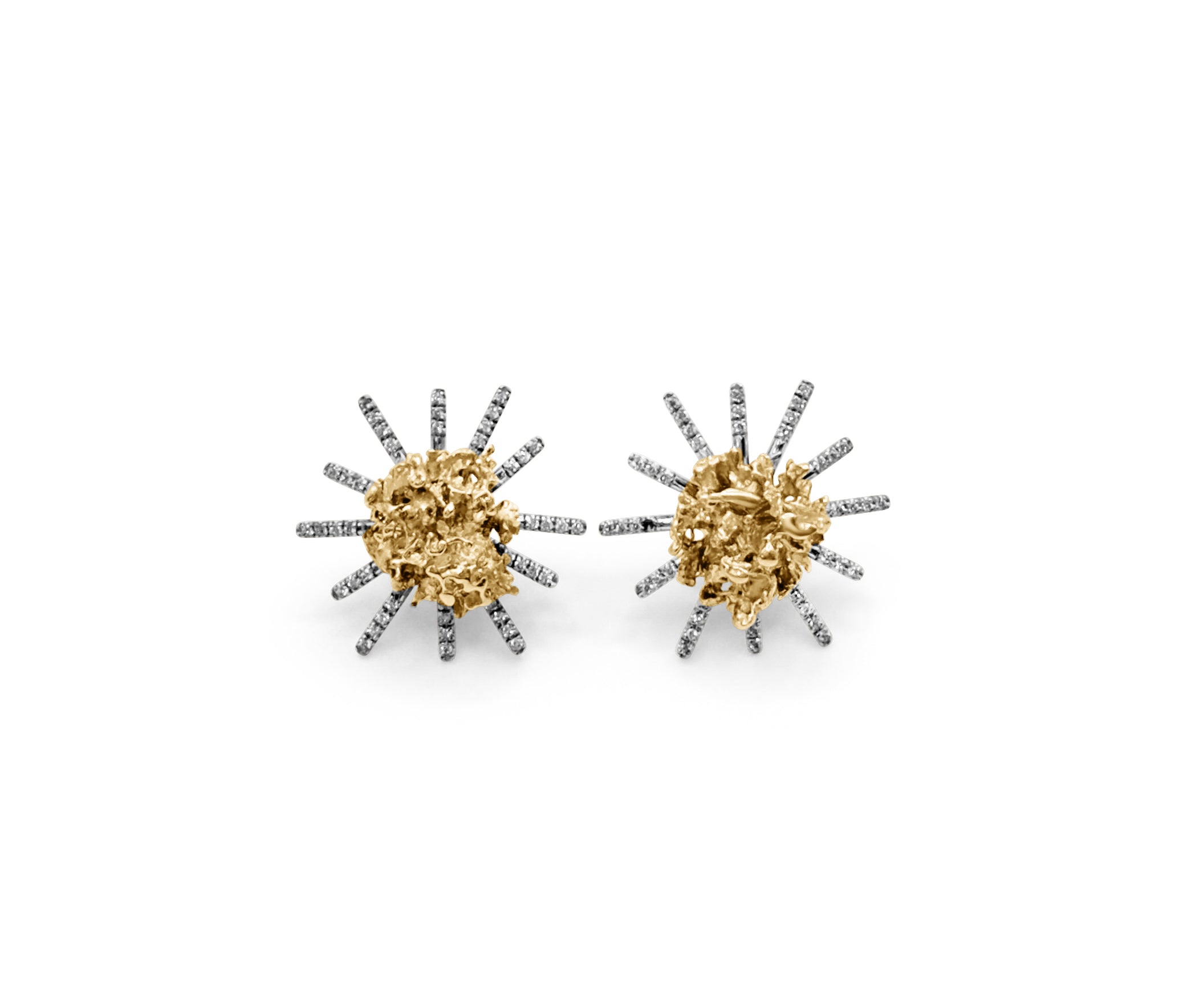 21k Gold Nugget and Diamond Earrings