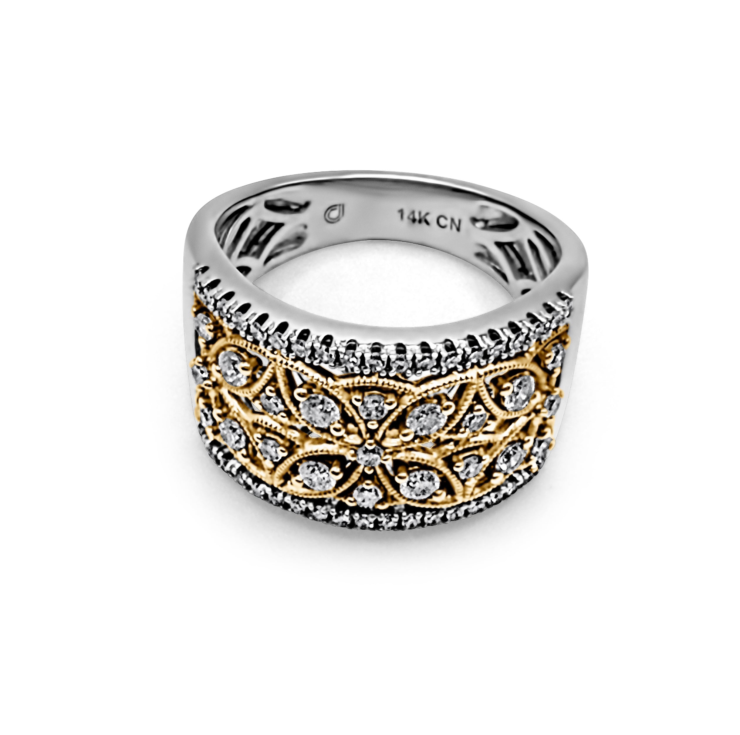 14k White and Yellow Gold Diamond Ring