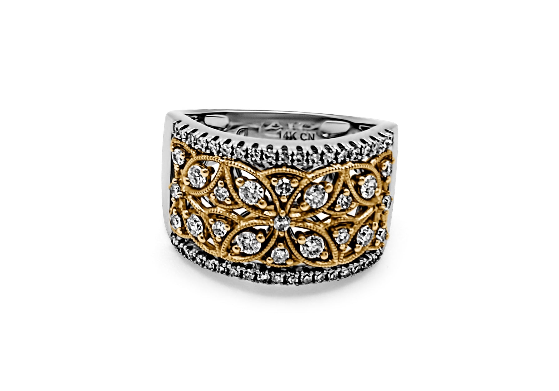 14k White and Yellow Gold Diamond Ring