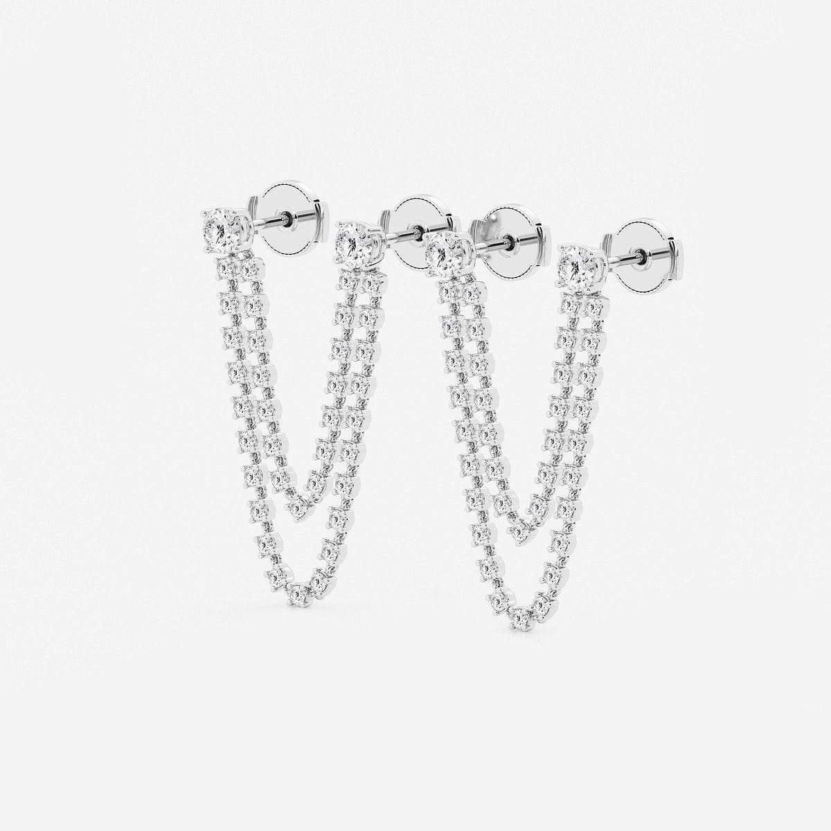 Two Step Diamond Drop Earrings