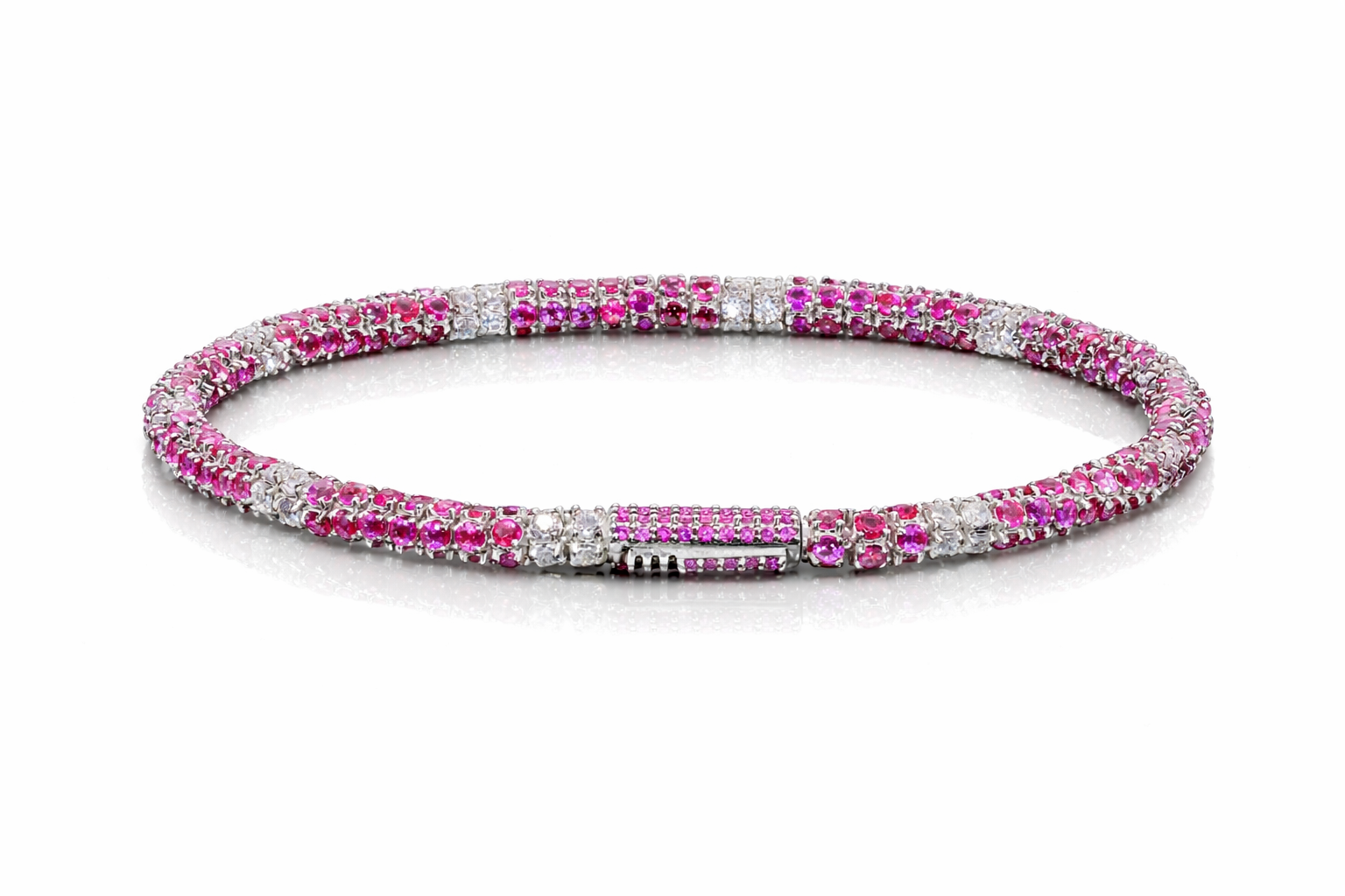 Infinito Pavé Bracelet in pink gemstone gradient with hidden clasp | Waltz Diamonds