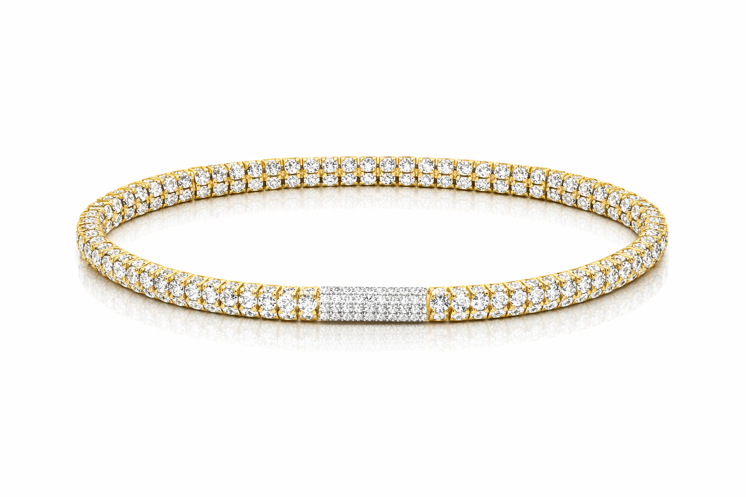Infinito Pavé Bracelet in diamonds and yellow gold gradient with hidden clasp | Waltz Diamonds