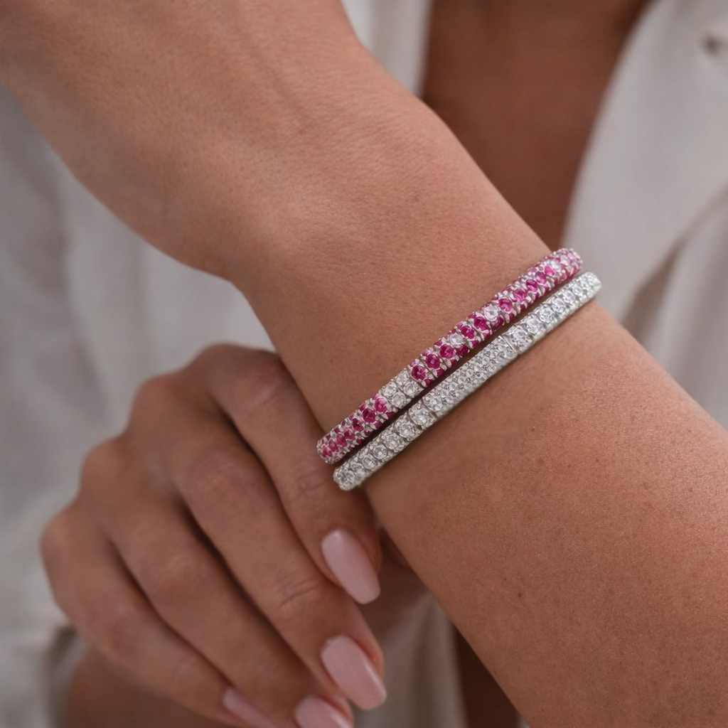 Infinito Pavé Bracelet in rainbow gemstone gradient with hidden clasp | Waltz Diamonds