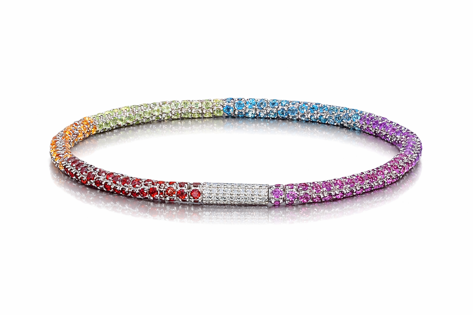 Infinito Pavé Bracelet in rainbow gemstone gradient with hidden clasp | Waltz Diamonds